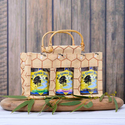 Gift Pack - 3 x 500g Australian Glass Hex in Jute Carry Bag