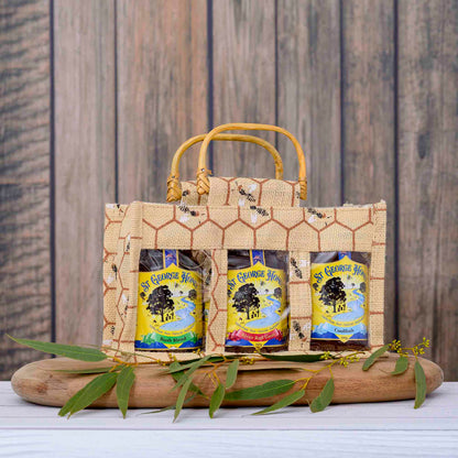 Gift Pack - 3 x 500g Australian Glass Hex in Jute Carry Bag
